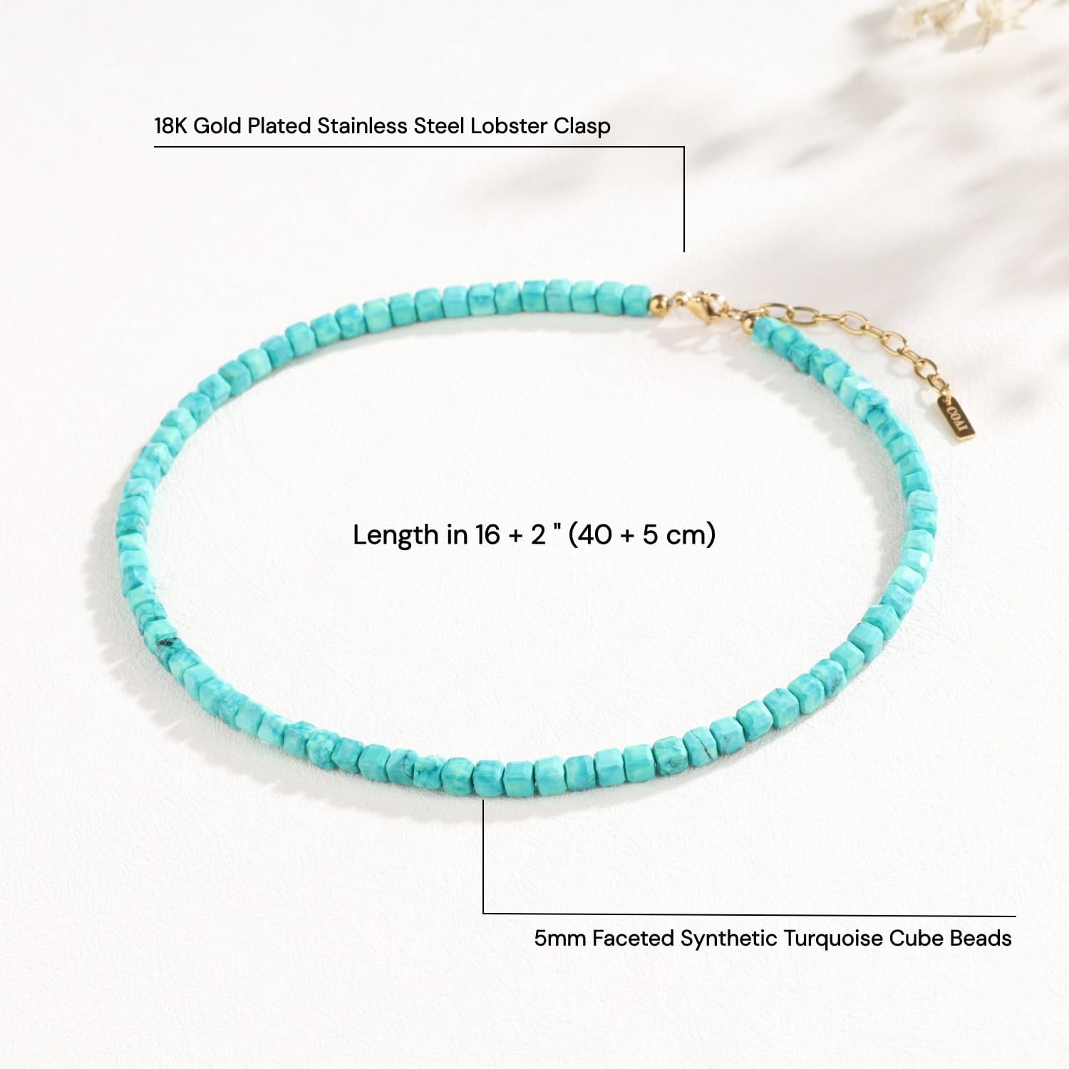 COAI Cube Crystal Beaded Necklace for Women, Crystal Necklace for Women Onyx Red Carnelian Sodalite Turquoise Jewelry image 3