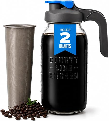 County Line Kitchen Glass Cold Brew Coffee Maker, 64 oz
