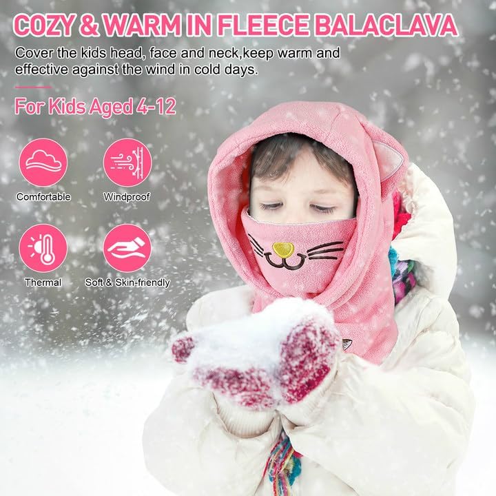 AYPOW Kinderen Winter Thermische Fleece Bivakmuts, Multifunctionele Winddichte Verstelbare Gezichtsbedekking Skimasker, Warme Fleece Hoed Pet Capuchon Nekwarmer Sjaal voor Jongens en Meisjes AYPOW Kinderen Winter Thermische Fleece Bivakmuts, Multifunctionele Winddichte Verstelbare Gezichtsbedekking Skimasker, Warme Fleece Hoed Pet Capuchon Nekwarmer Sjaal voor Jongens en Meisjes