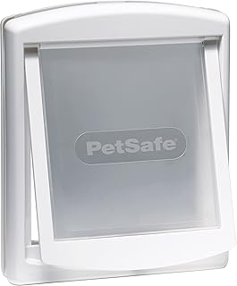 PetSafe Staywell Original Cat Flap and Dog Flap, 2 Closure Options Incl. Fastening Plate, Robust Plastic Flap, Cat Flap and Dog flap for interior and exterior door mounting, size M, white. product image