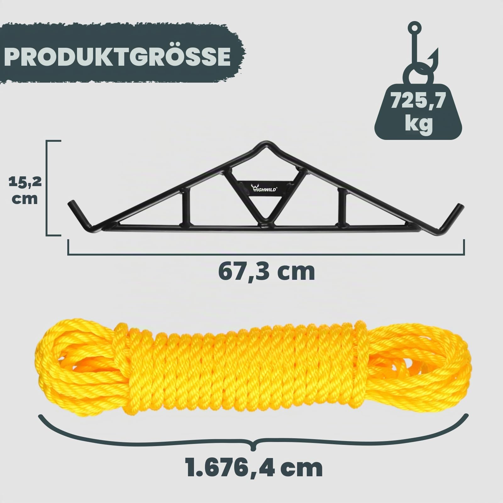 Highwild Gambrel und Hebe-Set zum Aufhängen, mit Riemenscheiben und Seil, 725 kg