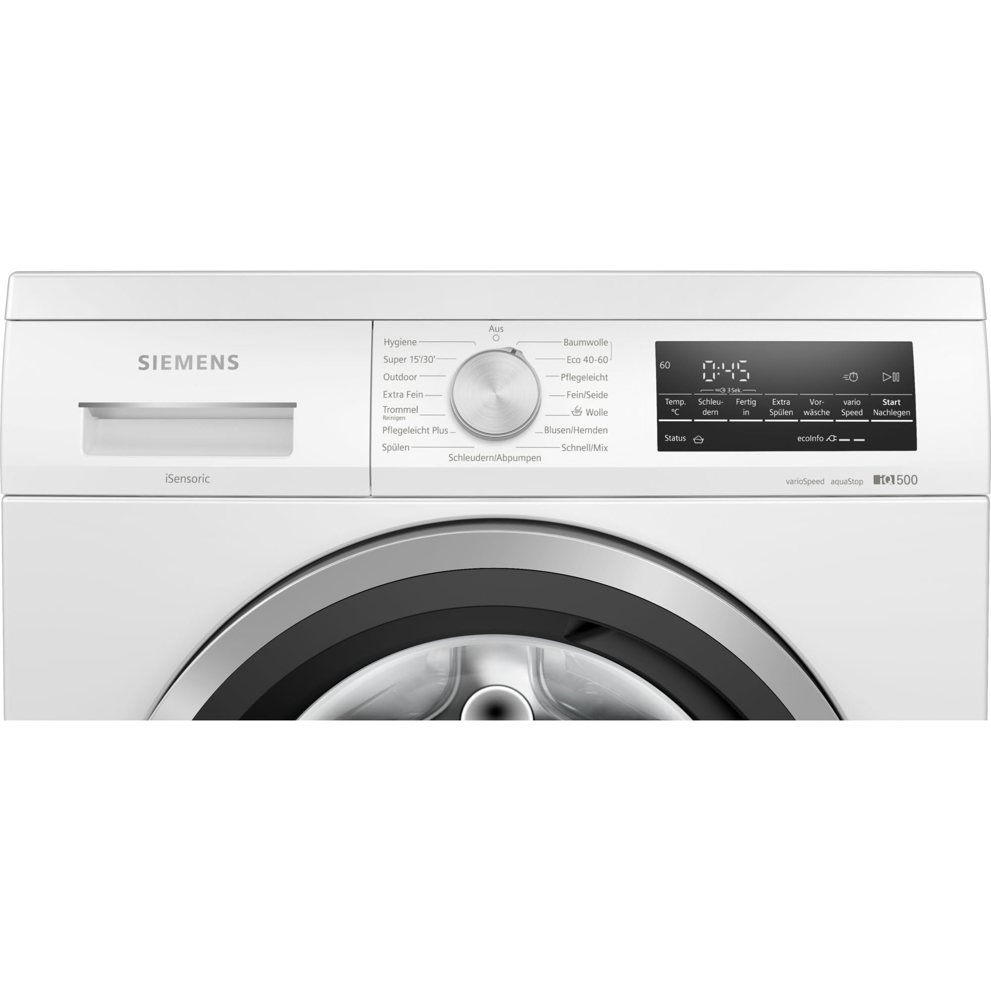 Siemens WU14UT70, Stiftung Warentest Test, lavatrice iQ500, carico frontale con capacità di 8 kg, 1400 giri/min, da incasso, speedPack L, programma per esterni, display LED simpleTouch