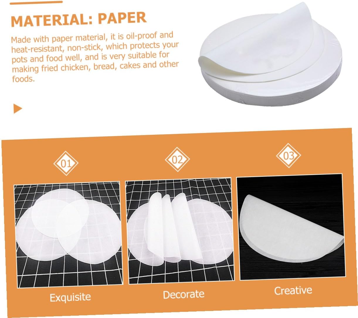 500 Sheets 20cm round Parchment Paper Circles Non-stick Baking Sheets for Pastry Baking Grilling and Cooking in Oven and Air Fryer