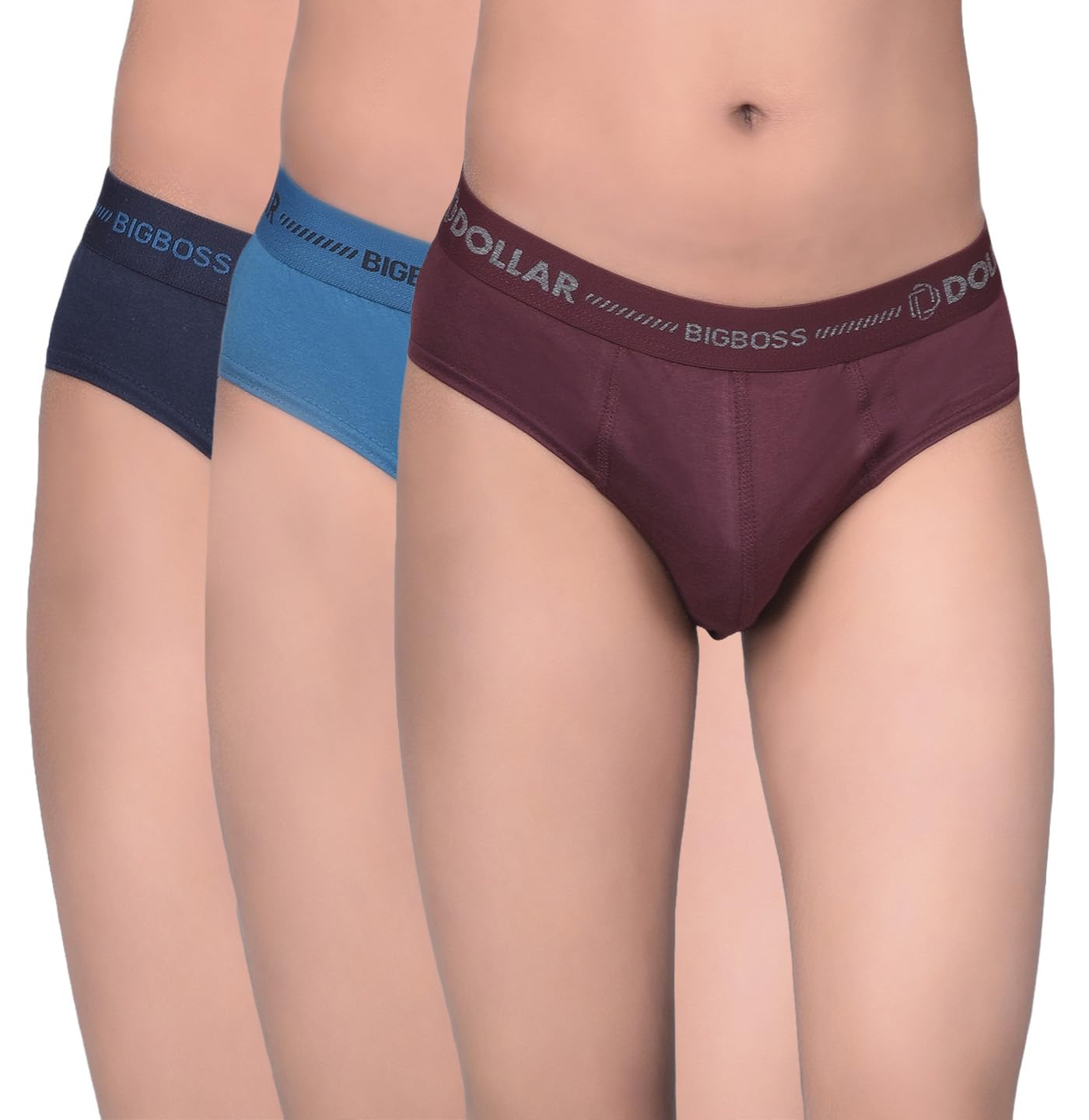 Dollar BigbossKid's Assorted Solid Cotton Brief with Double Pouch Support