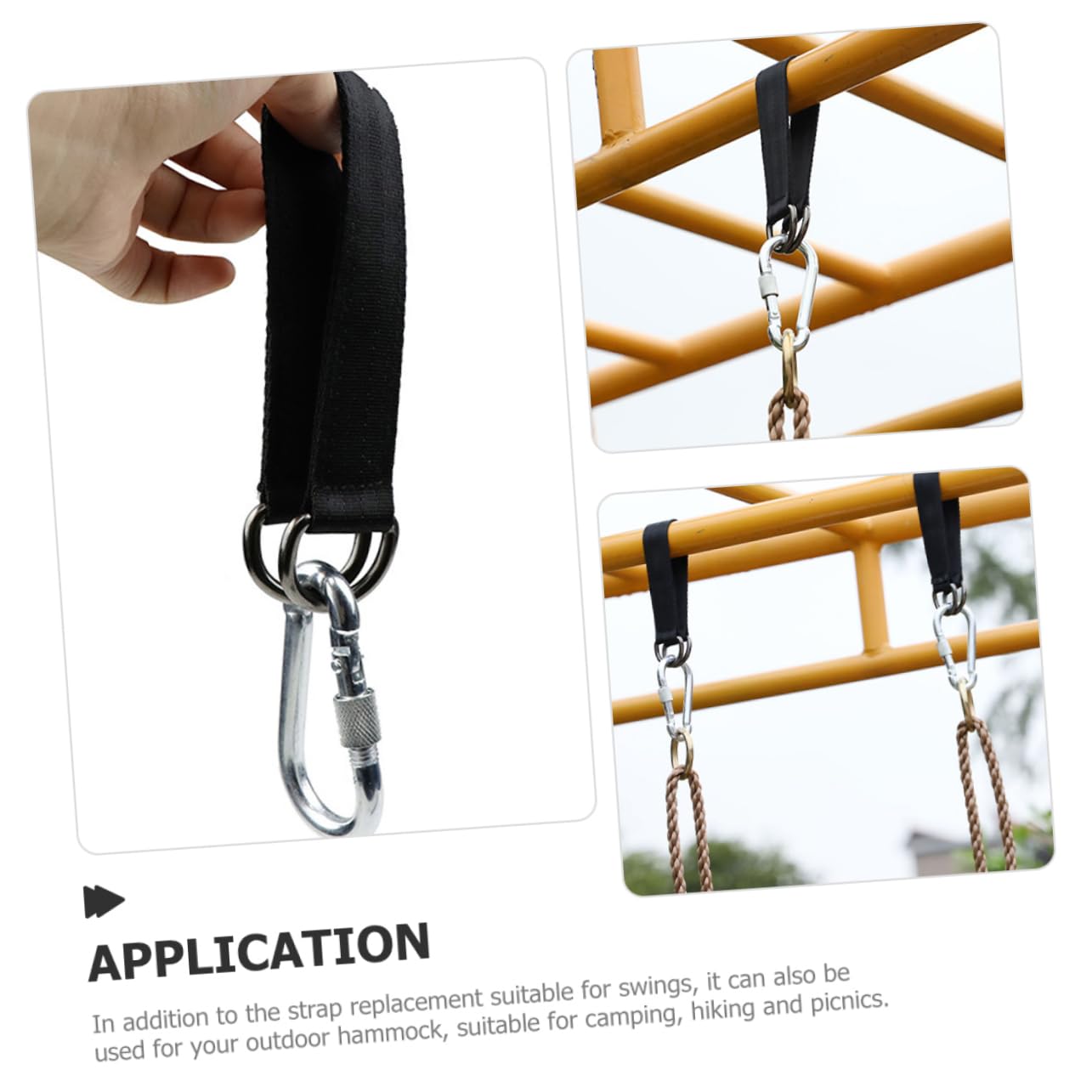 UPKOCH 5 Ensembles Sangle De Boucle Swing Remplacement Crochets De Balançoire Bretelles De Plein Air Chaise Hamac Suspendue Corde De Balançoire Noir en Acier Inoxydable 5 Pièces * 5