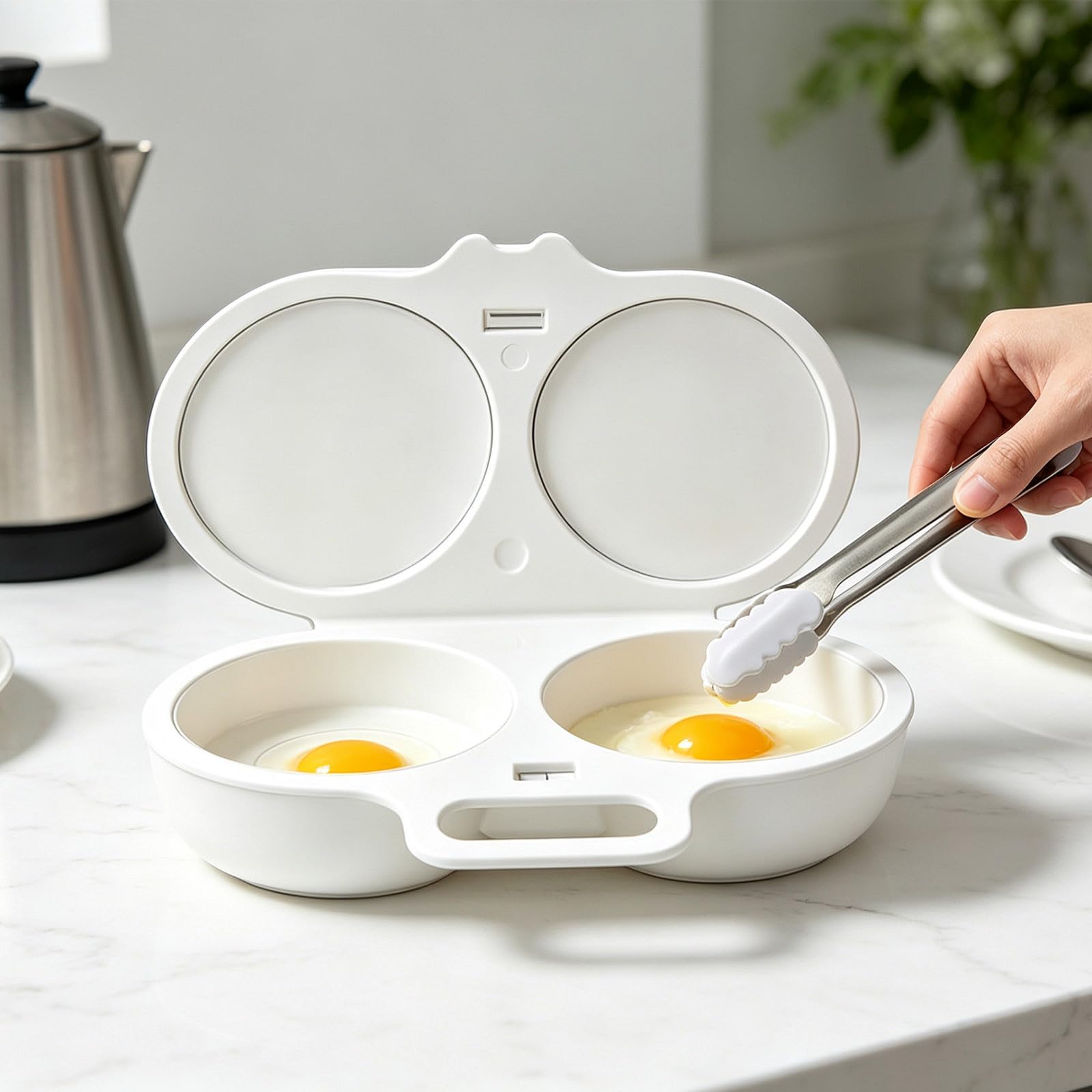 Microwave Egg Poacher, Egg Poacher Microwave with Lid&Handle and Free Clip