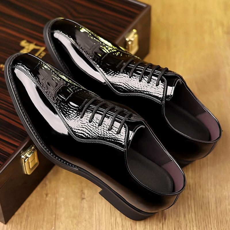 Men's Shiny Genuine Leather Dress Shoes Classic Lace-up Formal Tuxedo Derby Shoes2
