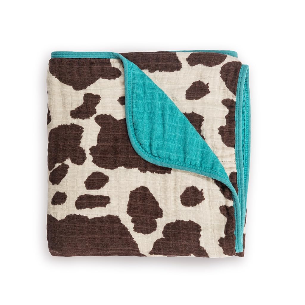 Itzy Ritzy Baby Blanket – Lightweight Cotton Muslin Blanket, Large 30x40 Muslin Cloths For Baby, Multi-Use as Nursing Cover, Tummy Time and Naps, Essentials For Newborns - Cow Print
