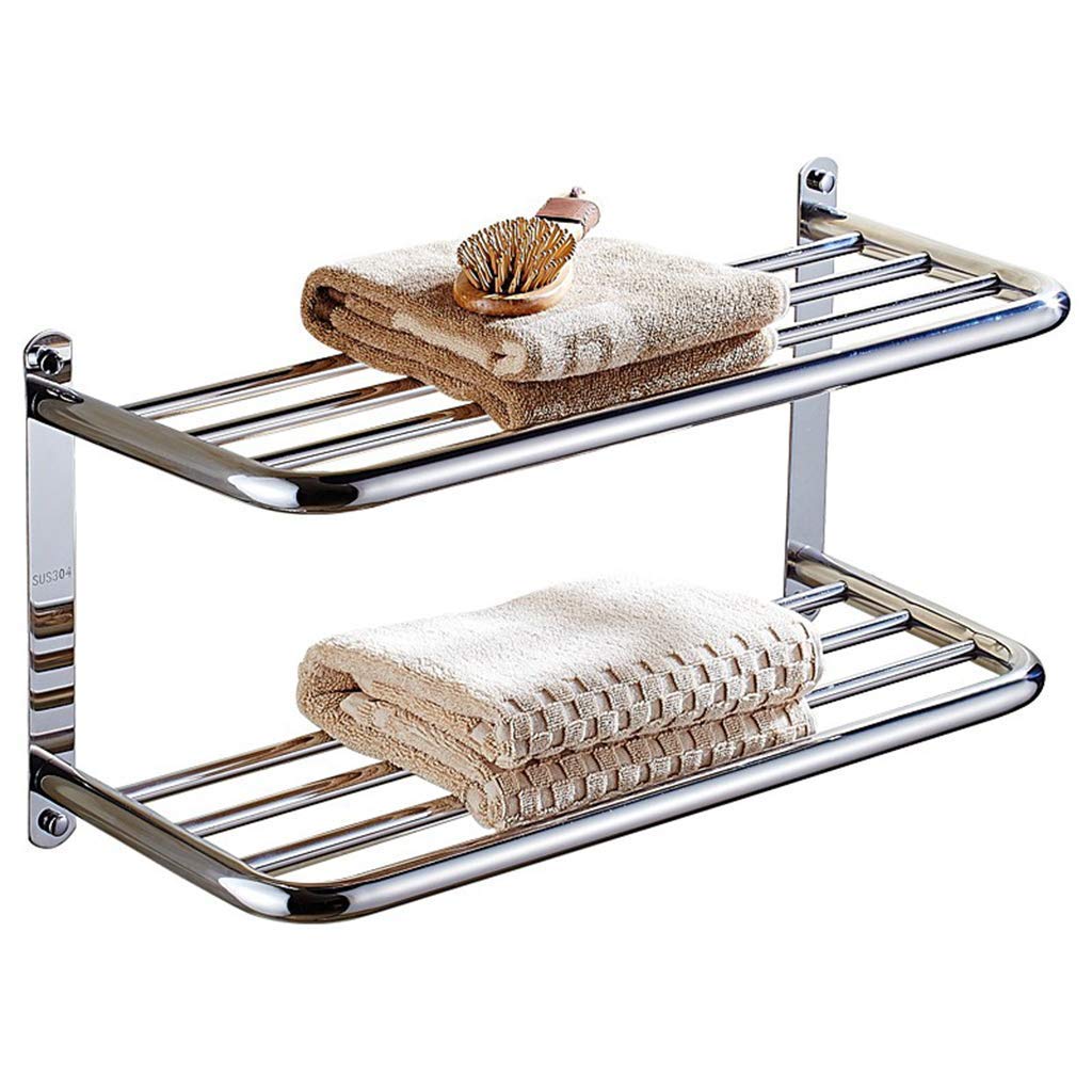 Porte-serviettes mural avec étagère à serviettes double de 57 cm et support stockage