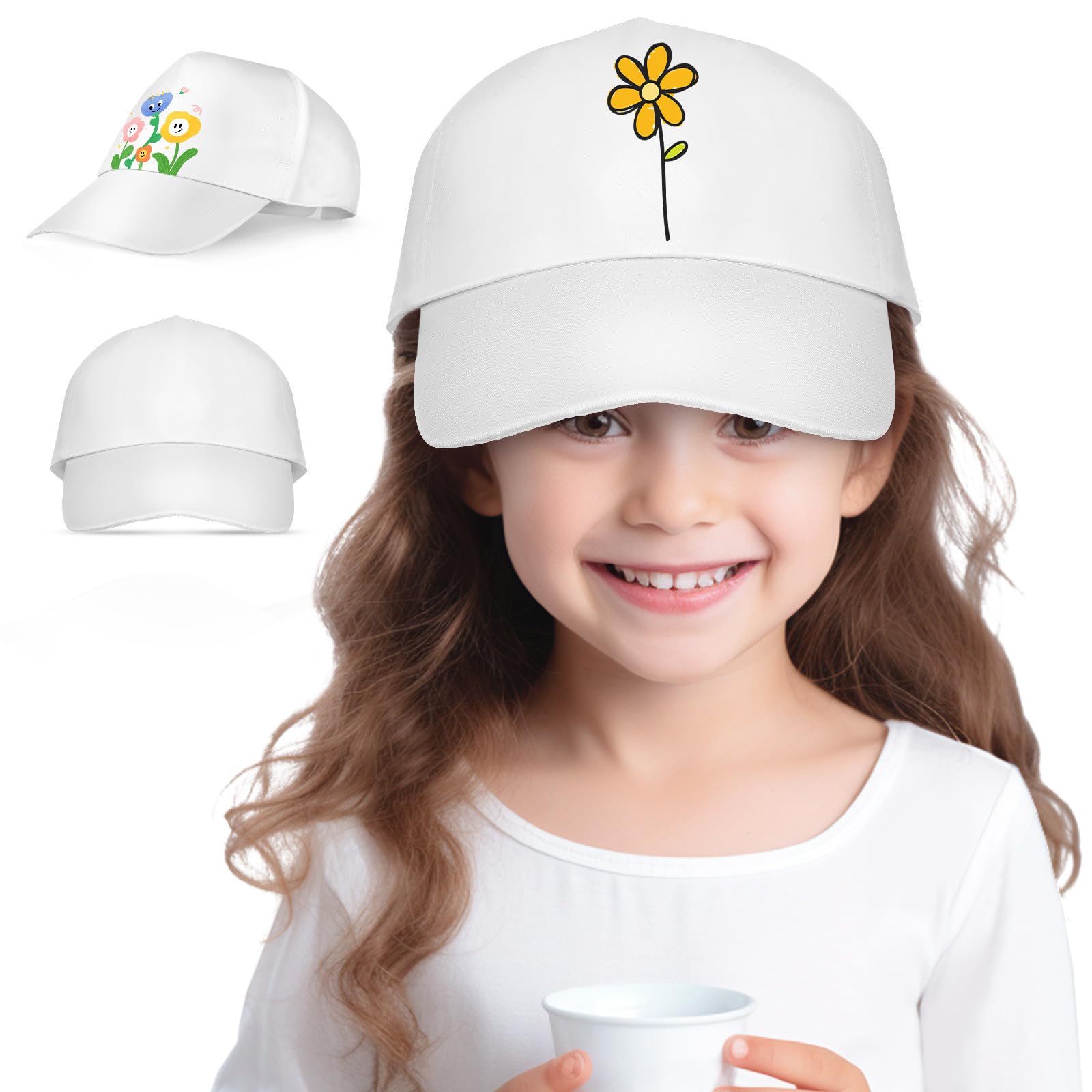 Didiseaon Cap zum Bemalen Kinder: 12 Stück Weisse Caps DIY Baseballkappen aus Baumwolle Basecap Kappe Weiß Sportkappe zum Malen von Graffiti, Outdoor-Sport