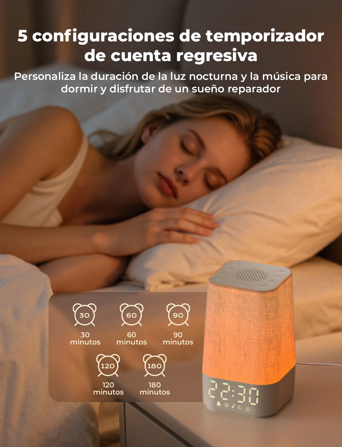LIORQUE Despertador Amanecer, Despertador Luz Natural Simulación de Amanecer, 13 Niveles de Brillo, 10 Pistas de Ruido Blanco y 20 Melodías de la Naturaleza, Función Alarma y Snooze