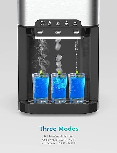 Miniatura 3 de ADT Máquina de hielo portátil de 26 lb24 H para hacer cubitos de hielo (acero inoxidable negro)