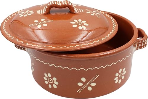 Miniatura 4 de Ceramica Edgar Picas Cazuela de terracota tradicional portuguesa vintage con tapa fabricada en Portugal Cazuela (N.4 10 38 de diámetro)