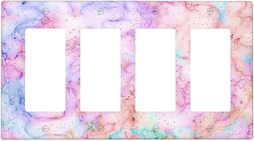 Miniatura 149 de Placa de pared doble basculante de mármol azul, cubierta decorativa de interruptor de luz de 2 cuadras, moderna acuarela degradada, arte de tinta