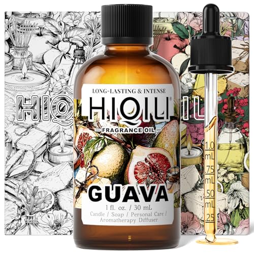Image of HIQILI Guava Fragrance Oil for Diffuser, Soap & Candle Making - 1 Fl Oz | for Bath Bombs Making, Add to Wool Dryer Balls, Long-Lasting Fruity Scent - 30 ML