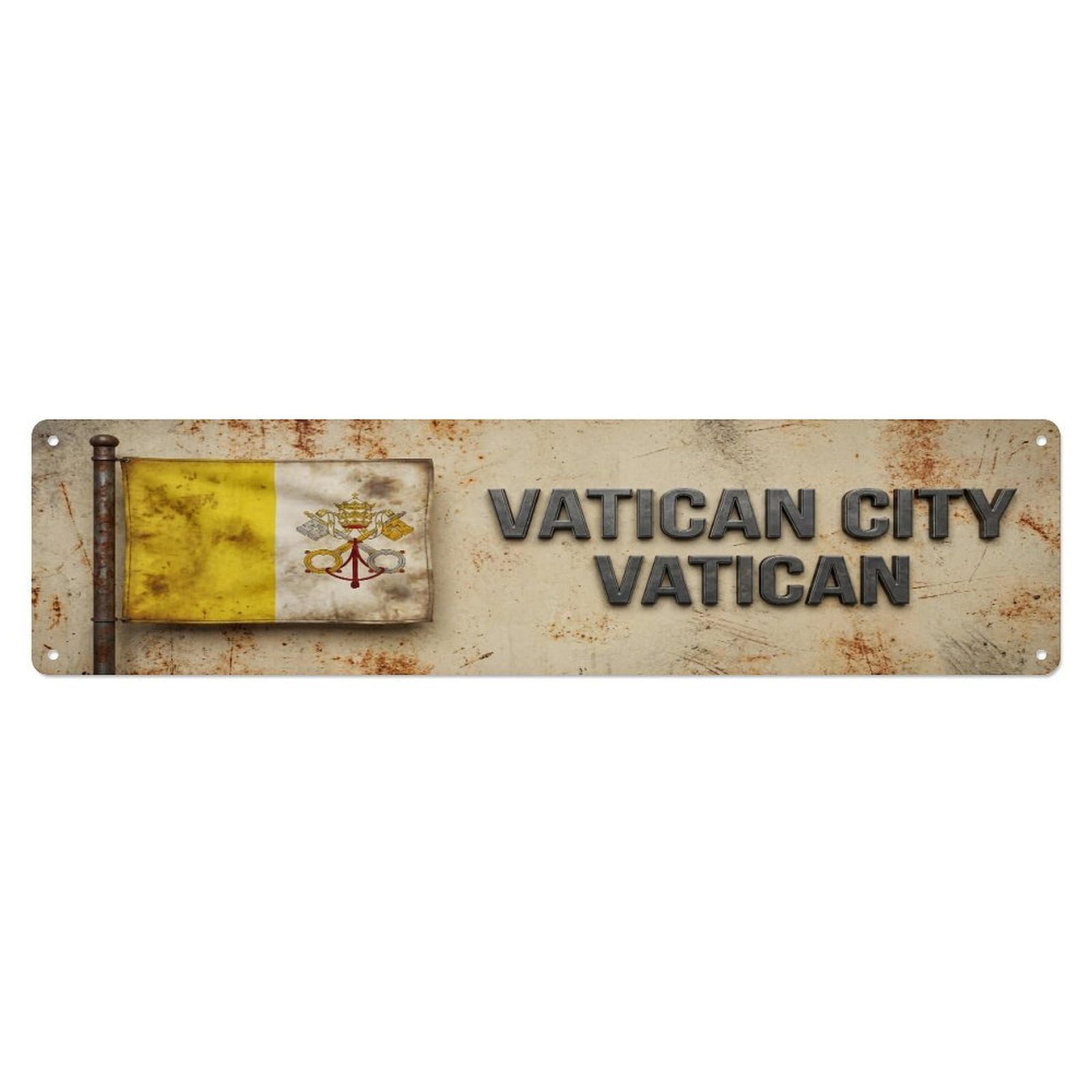 Metal Tin Sign Vintage Vatican City Vatican Flag Decor Rustic Travel
