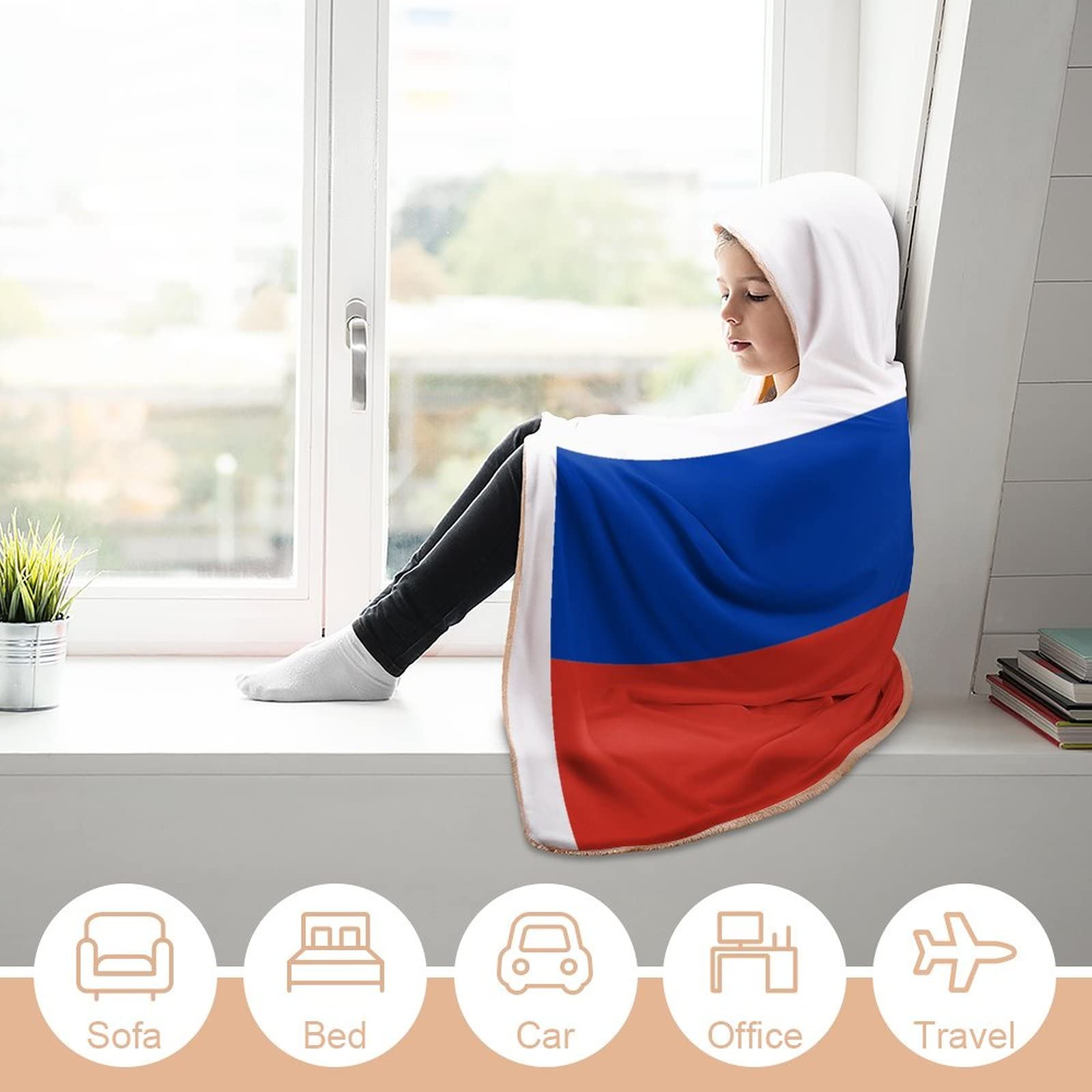 Russland-Decken, Russland-Flagge, Überwurfdecke, Landstadt-Souvenir, flauschige Decke, Länderflagge, superweiche, warme Samtdecke für Couch, Bett, Sofabezug, Stuhl, Geschenk für Männer und Frauen, 127