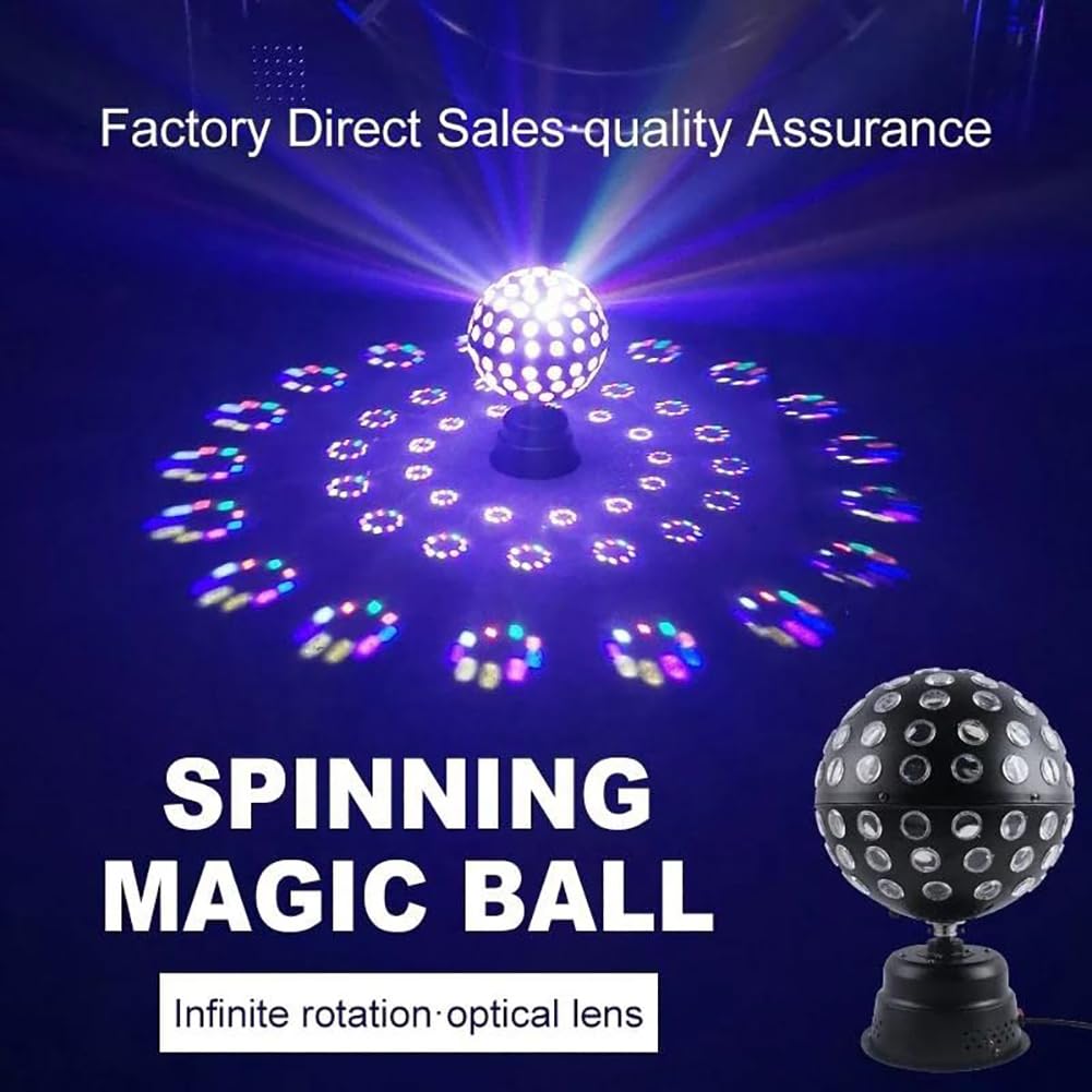 Boule Disco LED Rotative 9 Couleurs - Effet Lumière DJ Stroboscope, Commande Vocale & Télécommande, Parfait Fêtes Mariage Noël