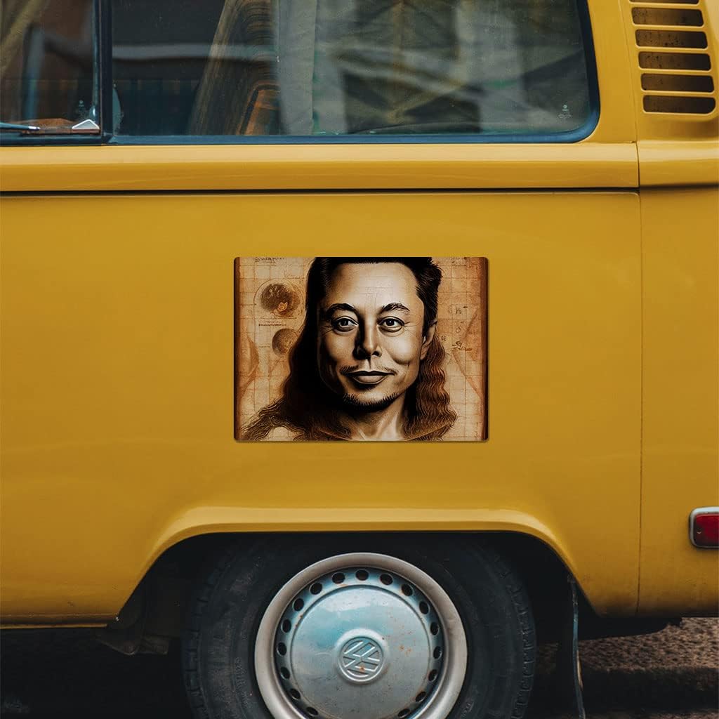 Elon Musk Car Magnet 2 PCS - Da Vinci Car Magnet - Portrait Sticker
