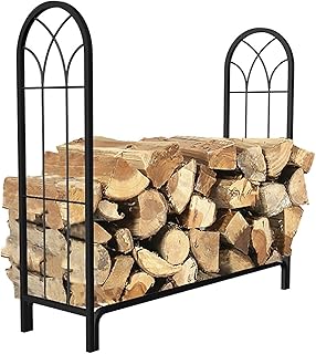 Heavy Duty Stojak na drewno opałowe Stojak na drewno opałowe, Zewnętrzny metalowy stojak na kłody rozpałkowe do narzędzia kominkowego, Żelazna rama stojaka na drewno