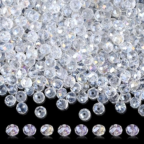 ZHIYUXI 400pcs Clear Glass Beads Crystal Beads for Jewelry Making 6mm Glass Beads Bulk for Suncatchers Keychain Crafts Sun Catcher White Beads & Bead Assortment Bulk Bracelets Arts and Crafts