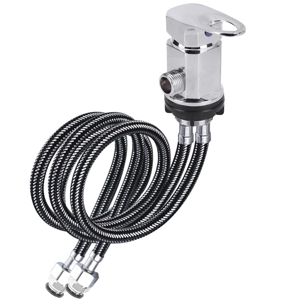 Whychstore Robinet mélangeur de douche RV en alliage de zinc G1/2 avec tuyaux à enfoncer de 80 cm pour camping-car, caravane, argent