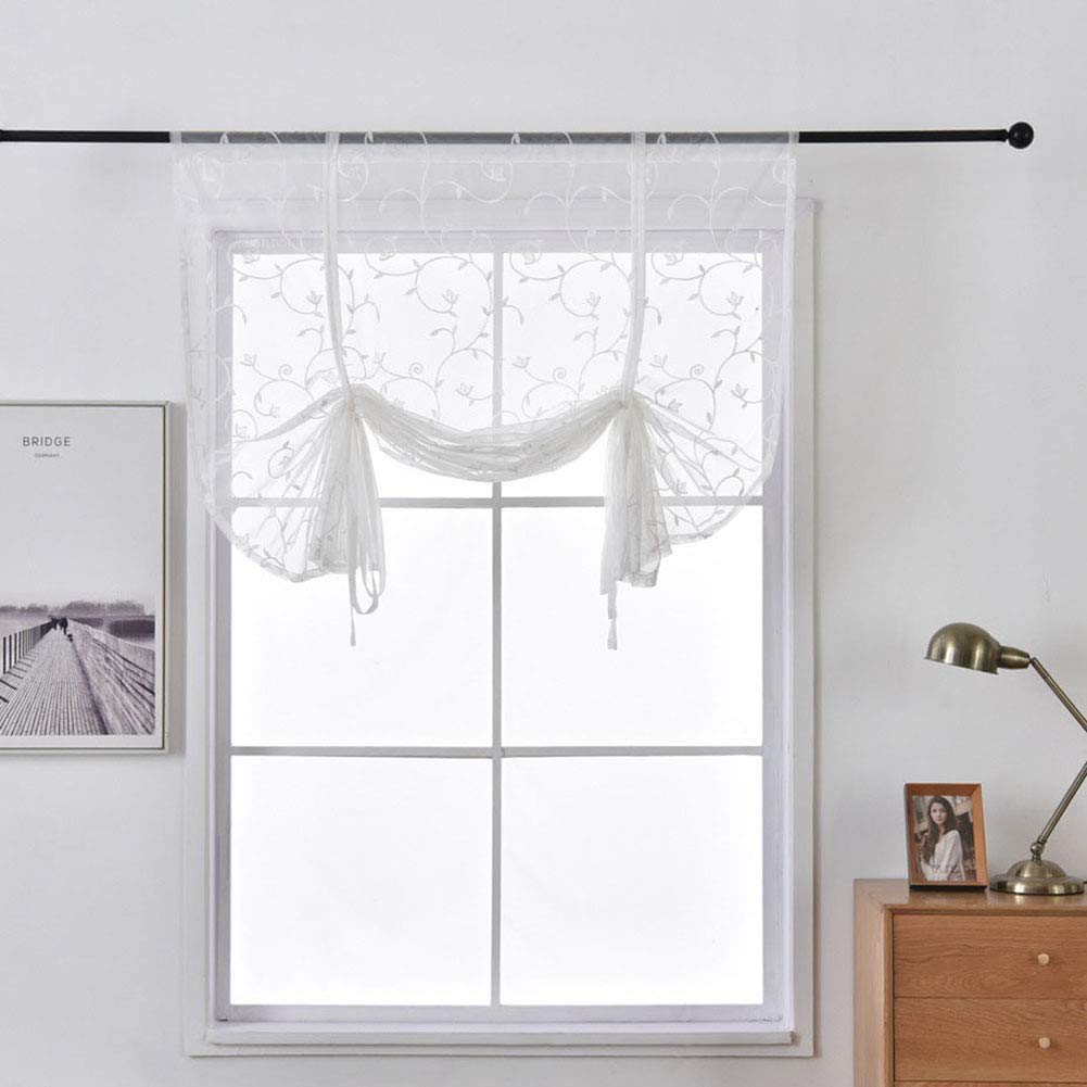 Tenda a Pacchetto in Voile con Passanti Tende in Tulle monocromatiche Trasparenti Tenda Romana in Stile Semplice per Cucina, Bagno e Balcone 1 Pezzo,Bianco,117 * 160 cm