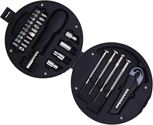 Miniatura 5 de Fdit Juego completo de herramientas con forma de neumático de acero al carbono de 20 piezas con caja de almacenamiento para el mantenimiento del