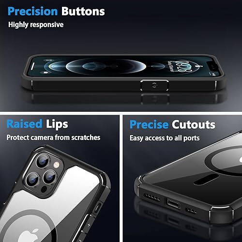 Miniatura 5 de Amizee Funda magnética compatible con iPhone 12 Pro Max compatible con MagSafe con protector de pantalla y protector de lente de cámara, parte