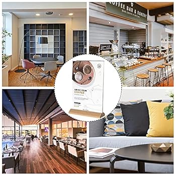 Support Affiche Avec Base Bois Présentoir De Table Acrylique A5 - Double Face Avec Base Bois - Pour Cartes Menus Ou Affichage Support Cartes A5 Double Face