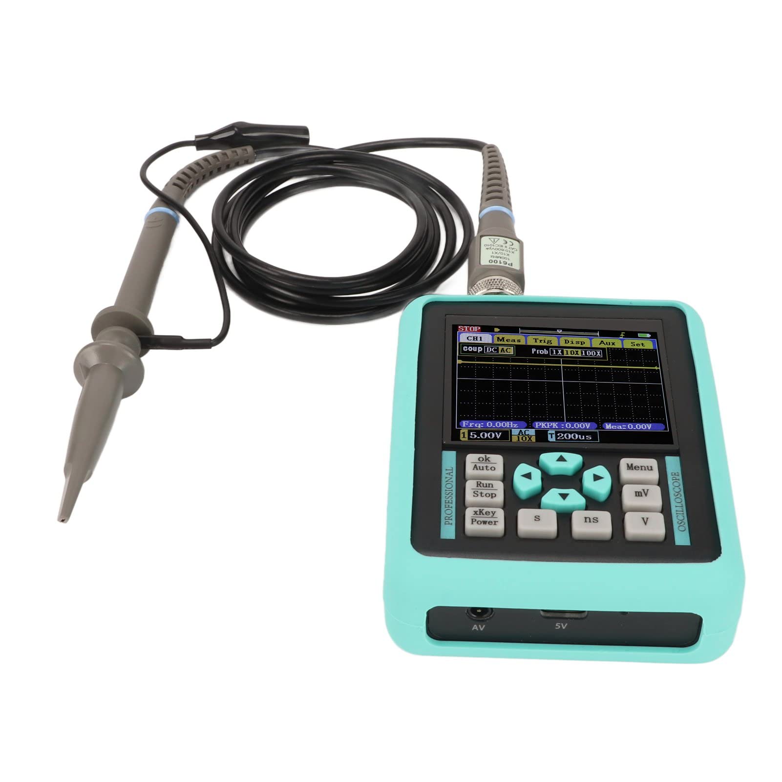Oscilloscopio Digitale, Larghezza di Banda 120M Frequenza di Campionamento 500M Oscilloscopio Portatile a Canale Singolo, Portatile con Memorizzazione della Forma d' Connessione USB per