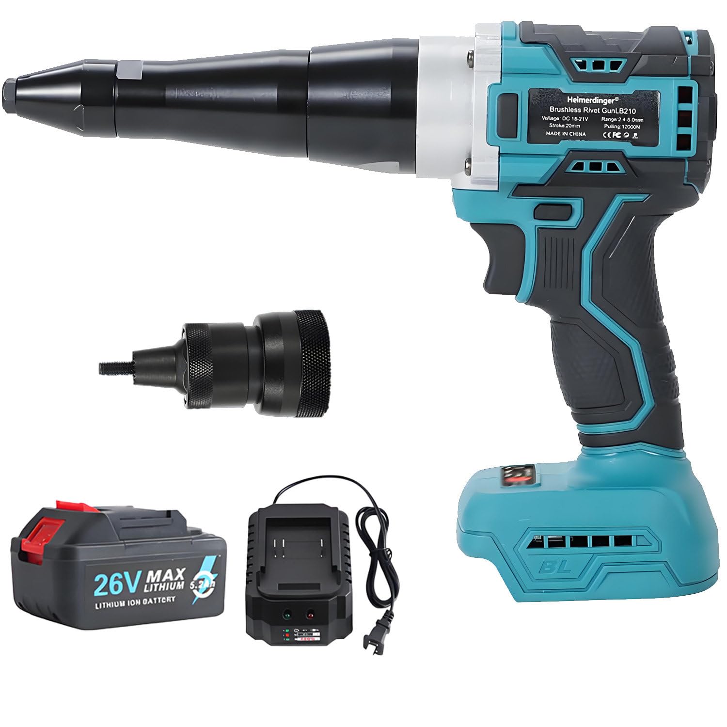 CelyToe 26V Cordless Electric Rivet Gun Brushless for Hardware Installation dual-useversion