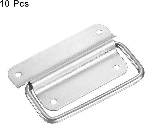 Miniatura 8 de uxcell Asas para el pecho, 10 unidades, mango plegable de acero inoxidable, asas para caja de madera, caja de herramientas, caja de equipo