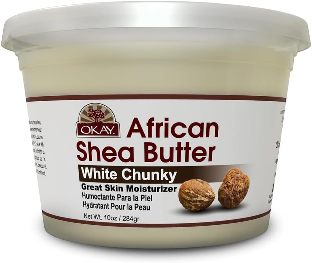 OkayPure Naturals Shea Butter Raw Chunky, White, 10 Ounce