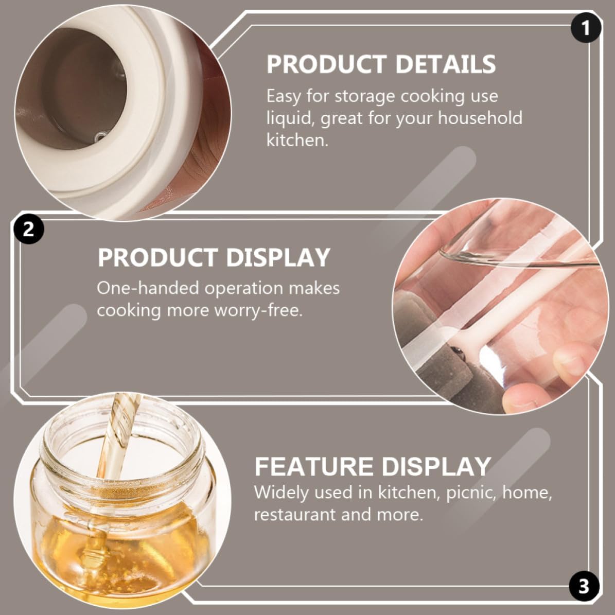 Garneck Glass Oil Bottle 500ml round Dispenser for Cooking Oils