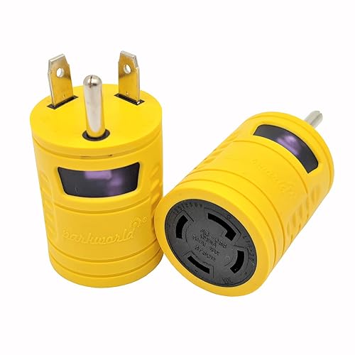 Miniatura 5 de Parkworld 67867 NEMA TT-30P a L14-30R Adaptador de 1 pieza, RV 30A TT-30 macho enchufe al generador 30A 4 clavijas L14-30 hembra Receptáculo amarillo