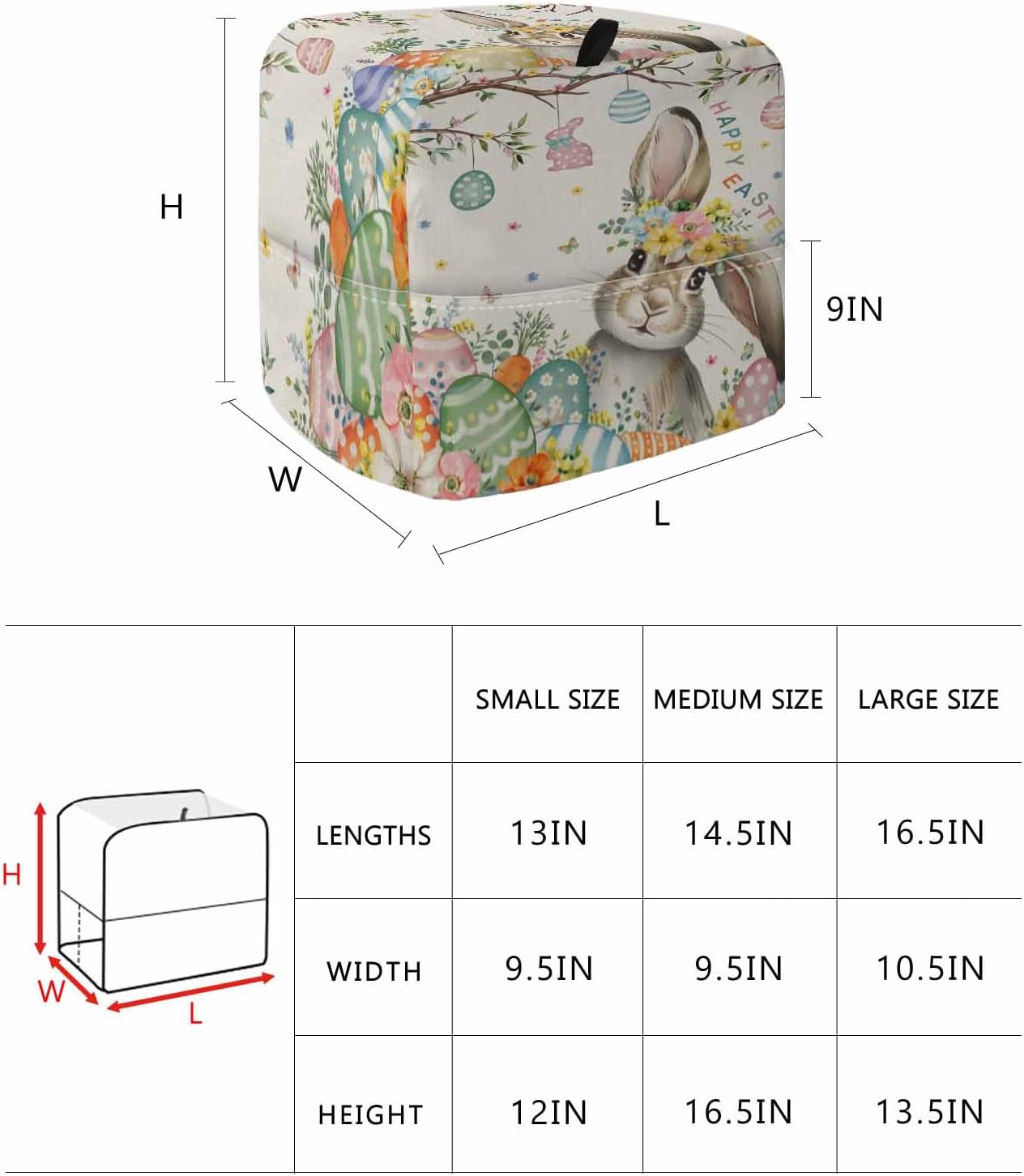 Beige Easter Bunny Stand Mixer Cover with Storage Pocket, Waterproof Kitchen Mixer Covers, Spring Easter Eggs Floral Rustic Burlap Kitchen Appliance Dust Cover Compatible with 5-8 Quart Mixers