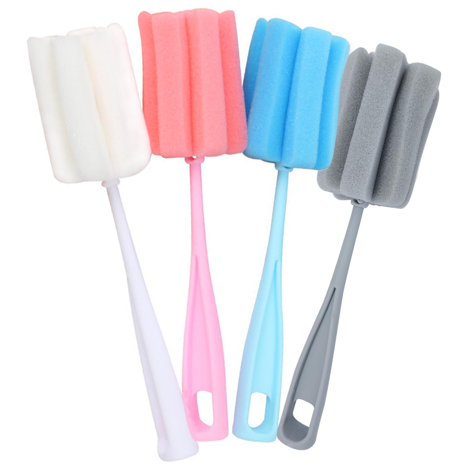 Bottle Brush Sponge 4PCS Cup Washer Brush Long Handle Cleaner Brush for Baby Bottle Glasswares Mugs Cups Kitchen Clean (4 PCS)