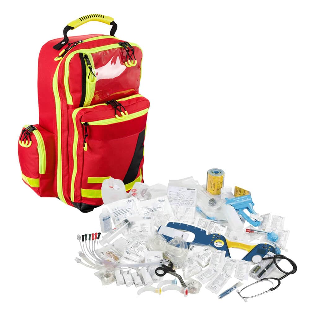 Erste Hilfe Rucksack First Responder PROFI mit Sanitätskoffer-Füllung DIN 13155 aus Kunststoff, Art.-Nr. 41015 | Notfallrucksack | Sanitätsrucksack | Erste Hilfe Rucksack
