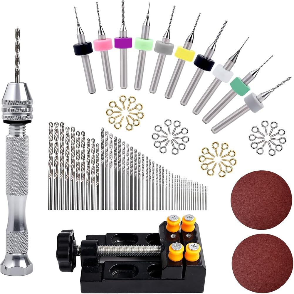 Udsknv[Ksl As Shown 112 Pieces Manual Craft Drill Clamping Pin Vise Hand Drill Set With Micro Twist-Bits For Jewelry For Wood, Manual Work Diy