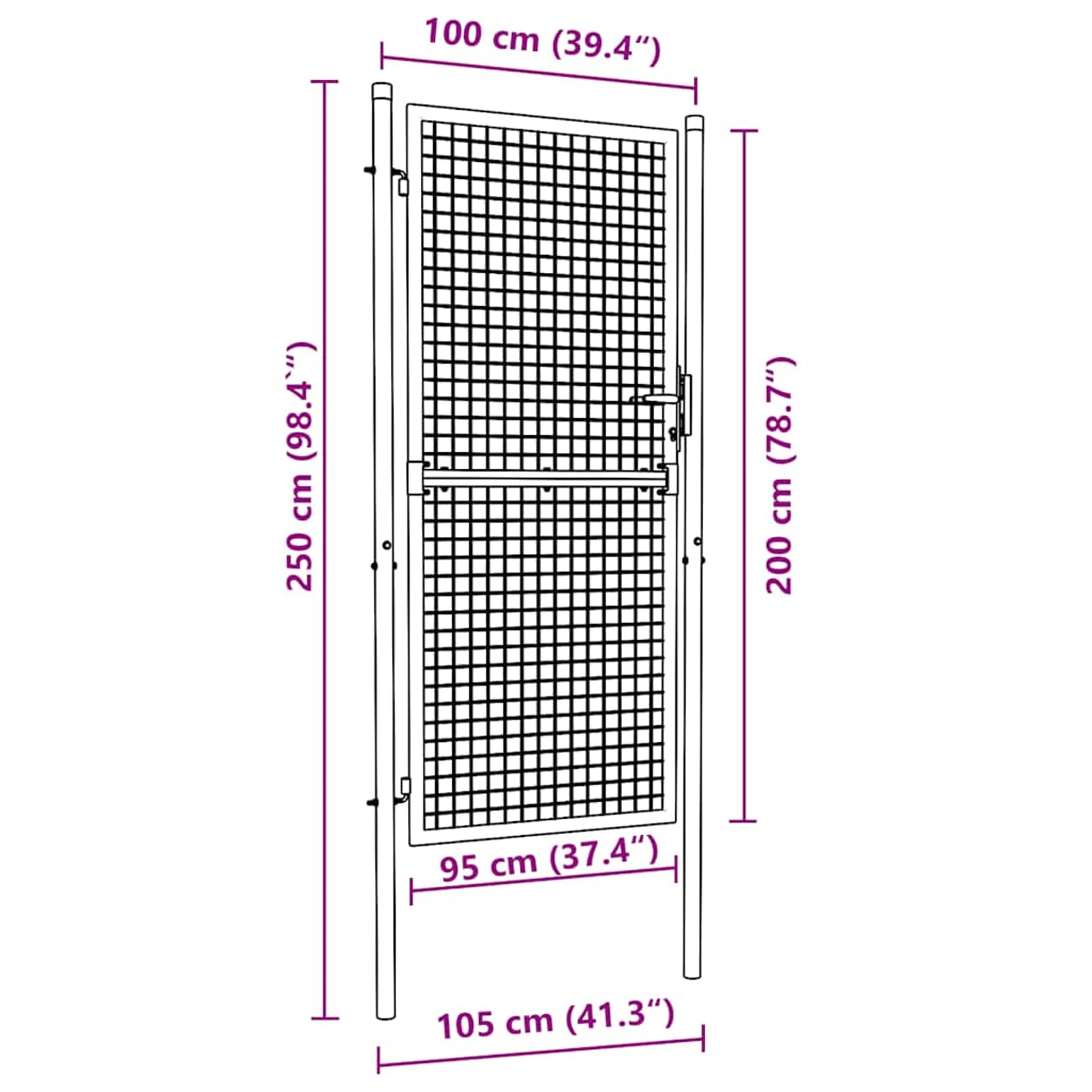 Gecheer Cancello,per Recinzione,da Giardino,Singolo,in Acciaio,Verde,100x250 cm,Cancello Singolo,Cancello da Giardino,Cancello Metallo,Cancello Acciaio,Cancello per Esterno