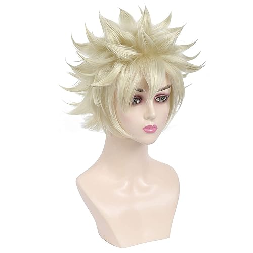 Miniatura 5 de Peluca de anime para cosplay, pelo rubio corto, disfraz de Halloween, peluca completa, pelucas sintéticas para mujer, fiesta de cosplay