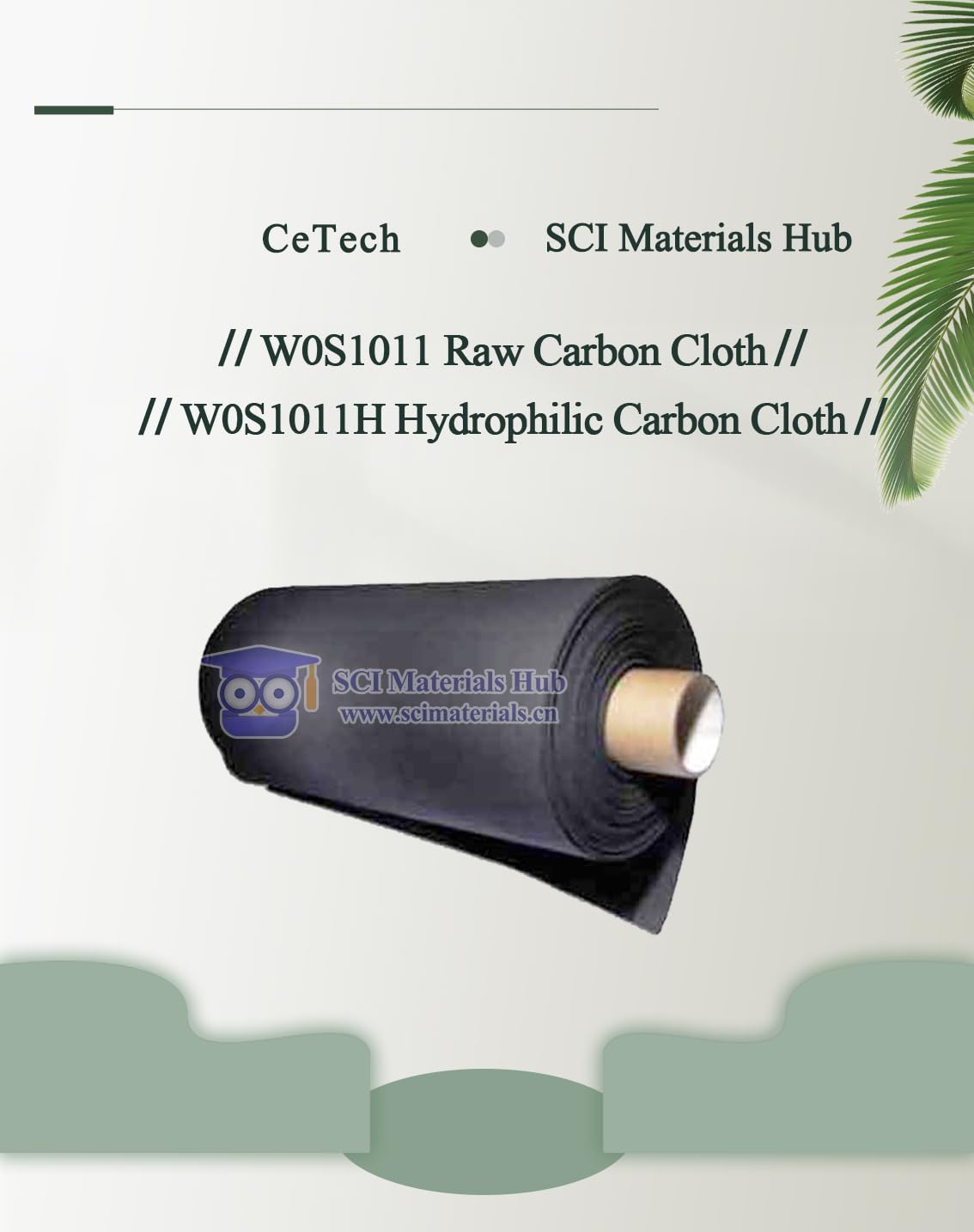 SCI Materials Hub W0S1011 Raw Carbon Cloth Substrate & W0S1011H Hydrophilic Carbon Cloth, Carbon Fiber Cloth for Electrolyzer, Fuel Cell, Battery, Flow Cell (W0S1011H(W) Weak Hydrophilic, 20x20cm)