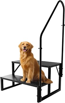2 Step RV Stairs with Handrail, 660LBS Heavy Duty Anti-Slip Metal RV Steps, Detachable Outdoor Stairs for 5th Wheel/Hot Tub/Mobile Home/Pool