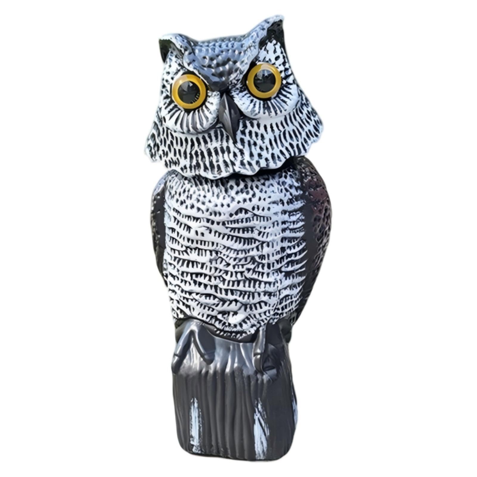 VBRYUAW Fake Owl Decoys to Scare Birds Away, Rotating Head Bird Deterrents, Nature Enemy Scarecrow Statues, 10.2 Inch Height Bird Scarecrow Nature Enemy Horned Pest Repellent for Outdoor Garden Yard