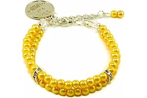 New! Fashion Yellow 2 Rows Pearl Dog Necklace Collar with Rhinestone Bling...
