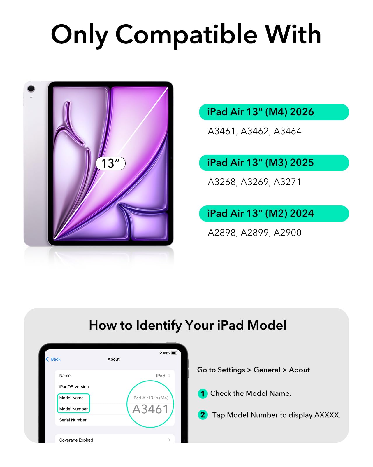 ESR 【Upgraded】 iPad Air 13" (M4/M3/M2, 2026/2025/2024) Hülle mit Tastatur, Tastaturhülle mit Einzustellendem Magnetständer, Hoch-/Erhöhter Modus, Abnehmbare Schutzhülle, Rebound 360 Serie, Schwarz