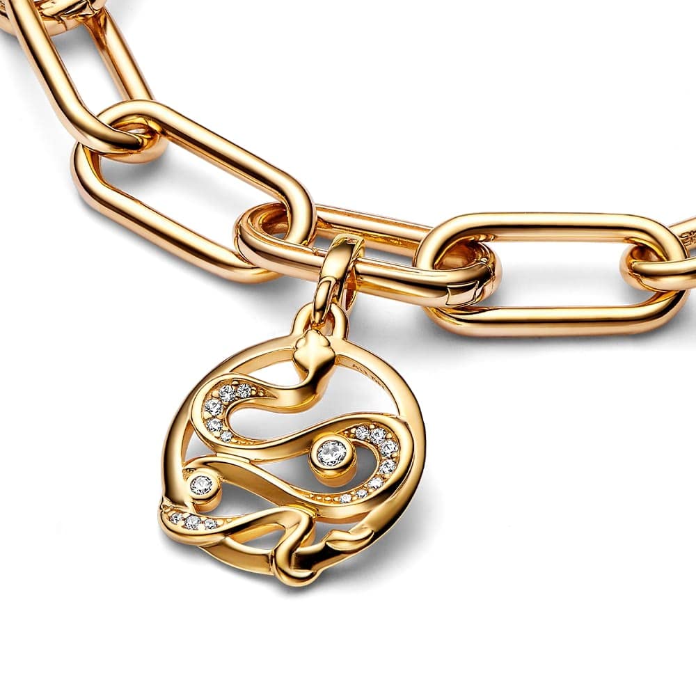 Pandora ME - Ciondolo a forma di serpente con pavé placcato oro 14 carati, con zirconi cubici