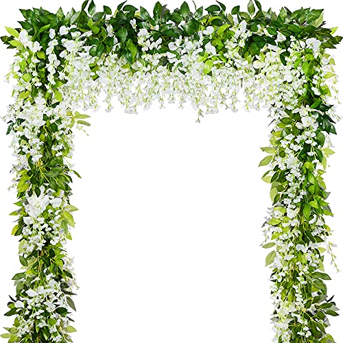 Handic Wisteria Garland 5Pack 33Ft Artificial Fake Wisteria Vine Hanging Flowers Fake Vines Plants #TOP10