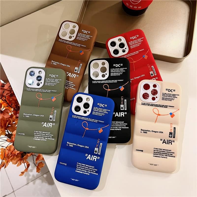 Brooker Hot Off Sports Shoes Brand Phone Puffer Case Puffy Cover for iPhone 13 12 Mini 11 X XS Max XR 7 8 Plus Sneakers ins White or Black Label Soft Cover-Blue for iPhone 12PRO